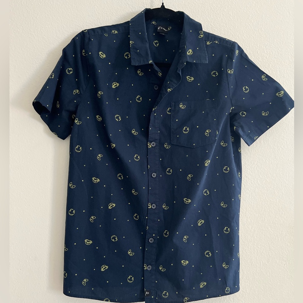 Navy Blue Patterned Men's Shirt